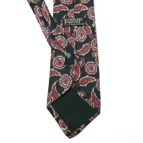 Emilio Ponti Men Necktie 100% Silk Paisley Size 67x3.5 - NWOT - Picture 4 of 6